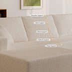 139" Boneless Cloud Sectional Couch for Living Room, Compressed Modular L-Shaped Sofa with Deep Seat, Frameless Corduroy Couch in Boxes, No Assembly Required 4-Seater (Left-Facing Chaise, Beige)