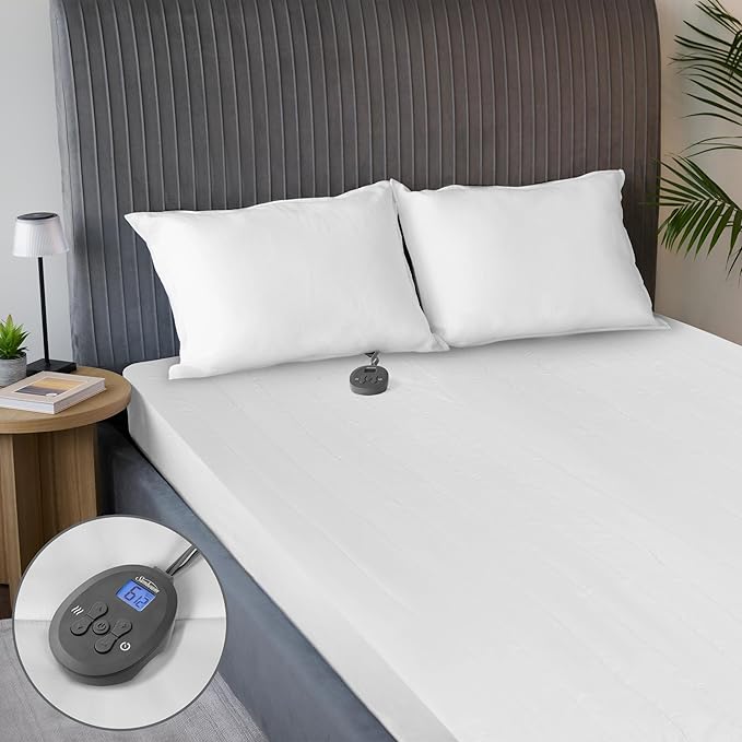 Sunbeam Electric Heated Mattress Pad Restful Quilted Extra-Cozy Fabric 12 Heat Settings 12-Hour Auto Shut-Off Deep Pocket Fit Machine Washable Twin 75" x 39"