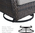HUMMUH Patio Furniture Set 7 Pieces Wicker Outdoor Sectional Sofa with Swivel Rocker Chairs,Coffee Side Table,Outdoor Ottomans for Patio