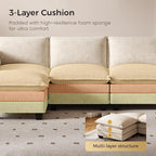 KKL 91.3" Modular Sectional Sofa, L-Shaped 4 Seater Cloud Couch with Ottoman, Chenille Modern Sectional Couches for Living Room, Apartment, Beige