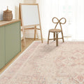 RUGGABLE Washable Area Rug – Kamran Soft Pink 10x14, Stain-Resistant, Non-Slip – Large Machine Washable Rugs for Living Room, Bedroom, Hallway, Entryway & Office–with Standard Pad