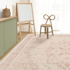 RUGGABLE Washable Area Rug – Kamran Soft Pink 10x14, Stain-Resistant, Non-Slip – Large Machine Washable Rugs for Living Room, Bedroom, Hallway, Entryway & Office–with Standard Pad