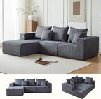 101" Sectional Couches for Living Room,Boneless Cloud Couch,L-Shaped Sofa with Oversized Deep Seat,Comfy Couch for Bedroom,Compressed Sofa in a Box,No Assembly Required,Grey