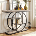 Little Tree Console Table, 4-Tier Entryway Table Behind Couch Table, 41.3-Inch Farmhouse Sofa Table for Living Room, Foyer Hallway Table for Entrance, Grey and Black