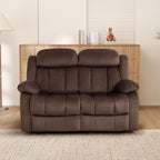 INZOY Manual Loveseat Recliner Sofa with Padded Armrest, Wall-Hugger 2 Seat Reclining Love Seat Couches with Overstuffed Back, Double Seater Reclining Chair for Living Room Theater Seating, Brown