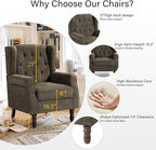 Lumibee High Back Accent Chair,Upholstered Wingback Armchair with Solid Wood Legs for Small Spaces,Comfy Single Sofa Chair for Living Room,Bedroom,Office-Taupe