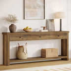 Tribesigns 70.9-Inch Extra Long Entryway Table with 3 Drawers, Sofa Console Table with Open Storage Shelves, Wooden Couch Foyer Tables for Living Room Hallway Entrance
