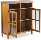 SIMPLIHOME Warm Shaker SOLID WOOD 39 inch Wide Transitional Medium Storage Media Cabinet in Light Golden Brown for the Living Room, Entryway and Family Room