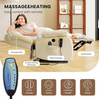 TEKAMON Power Lift Recliner Chair for Elderly with Heat & Massage, Dual Motor Breathable Leather Recliner, Lay Flat Sleeping Chairs with Infinite Position, Remote Control & USB Type-c Ports(Beige)