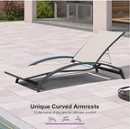 PURPLE LEAF Patio Chaise Lounge Chair Set of 2 Outdoor Lounge Chair with Arm All Weather Adjustable Lounger for Beach Pool Lawn Garden Sunbathing Recliner Beige