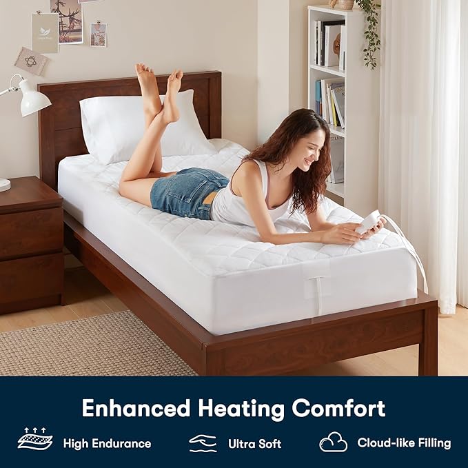 Serta Multi-Zone Heated Mattress Pad – Single Controller for Personalized Body & Foot Warmth, 10 Heat Settings, Auto Shut-Off, Soft Microfiber, Machine Washable, 15" Deep Pocket – Full Size