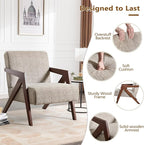 Bonzy Home Mid-Century Modern Accent Chair Set of 2 with Solid Wood Frame, Upholstered Armchair for Bedroom & Living Room, Reading Side Chair with Soft Lien Fabric Cushion,Easy Assembly,Light Grey