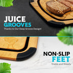 Dishwasher Safe Cutting Boards for Kitchen Set - Large Composite Wood Cutting Boards (14.5" x 11" & 11.7" x 9.3") Non-Slip & Juice Groove - Thin & Lightweight Eco-Friendly - Natural w Black Grooves