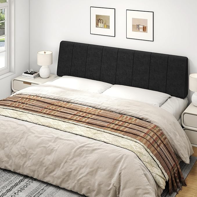 King Size Headboard Only-No Assembly, Upholstered Headboard King Size Linen Fabric Modern Style Headboards for Adjustable Bed Extra-Thick, Black