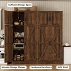 Unikito 71” Tall Storage Cabinet, Farmhouse Kitchen Pantry Cabinet with Adjustable Shelves and Barn Doors, Versatile Storage Cupboard for Dinning Room, Bathroom, Living Room, Weathered Brown, 2 Pack