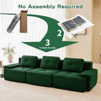 115.3” Green Boneless Couches for Living Room, Modular Sectional Sofa, 3 Seater Comfy Upholstered Deep Seat Corduroy Fabric Cloud Couch No Assembly, Anti-Slip Design