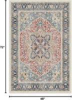 RUGGABLE Washable Vintage Area Rug – Kamran Cayenne Red 4x6, Stain-Resistant, Non-Slip – Medium Machine Washable Rugs for Living Room, Bedroom, Hallway, Entryway & Office–with Cushioned Pad
