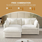 Modular Sectional Sofa, 76.7 Inch L-Shaped Cloud Sofa with Deep Seat Comfortable Chenille Sofa with Cushion Double Sectional Sofa for Living Room Apartment,White