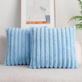 DEELAND Pack of 2,Double-Sided Faux Fur Plush Decorative Throw Pillow Covers Fuzzy Striped Soft Pillowcase Cushion Covers for Sofa Couch Bedroom Lightblue 16x16 inch