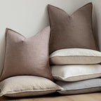 Foindtower Set of 2, Decorative Linen Soild Throw Pillow Covers Soft Accent Euro Cushion Case Boho Farmhouse Pillowcase for Chair Couch Sofa Bedroom Living Room Home Decor 22 x 22 Inch Dusty Pink