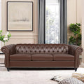 LEVNARY Chesterfield Sofa, Classic Tufted Upholstered Leather Couch, Modern 3 Seater Couch Furniture with Tufted Back for Living Room Office (Dark Brown)