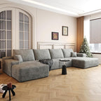 135.4" Oversized Cloud Modular Sectional Sofa, U-Shaped Couches with Ottoman for Living Room, Deep Seat Boneless Couch, 1600lb Weight Capacity, No Assembly Required (Grey, Right Facing Chaise)