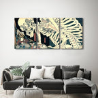 Wieco Art 3 Piece Witch and Skeleton Ukiyo-E by Utagawa Takiyasha Historic Cultural Illustrations for Living Room Bedroom Home Decorations Landscape Artwork