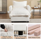 chairus 97" Modular Sectional Sofa with Moveable Ottoman Upholstered Deep Seat Linen Couch Set with Soft Pillows L Shaped Sofa Couch for Living Room, Apartment, Reception Room, 3-Seater/White