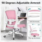 FelixKing Office Chair, Ergonomic Desk Chair Breathable Mesh Chairs Adjustable High Back Lumbar Support Flip-up Armrests, Executive Rolling Swivel Comfy Computer Chairs Home Office Pink