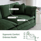 Modular Sectional Sofa, 111.5 Inch L-Shaped Cloud Sofa with Deep Seat Chenille Sofa with Cushions, Three-Self Sectional Sofa for Living Room Apartment,Evergreen