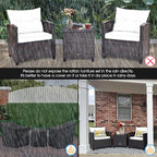 Tangkula 3 Pieces Patio Furniture Set, PE Rattan Wicker 3 Pcs Outdoor Sofa Set w/Washable Cushion and Tempered Glass Tabletop, Conversation Furniture for Garden Poolside Balcony (Blue)