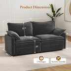 Vesgantti 74" Loveseat Sofa for Living Room, Comfy Cloud Couch Deep Seat Corduroy Modern 2 Seater Small Sofa with Armrest Pillow, Easy Assembly for Small Spaces, Gray