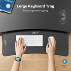 HUANUO 55" x 26" Electric Standing Desk with 2 Drawers & 26.7" Large Keyboard Tray, C-Clamp Mount Compatible, Adjustable Computer Desk for Home Office, Stand Up Desk with 4 Height Presets, Black