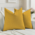 FUTEI Mustard Yellow Chenille Decorative Throw Pillow Covers 16x16 Inch Set of 2,Soft Cozy Faux Linen Textured Cushion Case,Farmhouse Home Decor for Couch Living Room