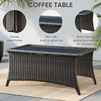 Swivel Patio Chairs sofa Set of 6 with 6" Thick Cushion - Wicker Outdoor Swivel Rocker Patio Chair ,Sofa/Glass coffee table, High Back Comfortable Outdoor Glider Chairs - Gery Wicker Blue Cushions