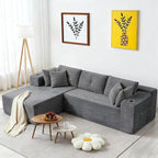 Modular Sectional Sofa, L Shaped Comfy Cloud Couch with Deep Seat, Boneless Couch for Living Room, Modern Corduroy Sectional Sofa with Chaise, No Assembly Required, Sofa in A Box, Dark Gray