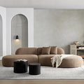 135.4" Oversized Curved Sofa, Modern Minimalist Comfy Sectional Couch, Upholsted Boucle Luxury Sofas Chaise, 6 Seater Modular Couches for Living Room Home Office Apartment((Right Facing,Camel)