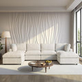 WJShome Cloud Couch Modular Sectional Sofa, 134" U Shaped Couch for Livingroom, Oversized Convertible Wide Seater with 2 Ottomans Living Room Set, Covers Washable&Replaceable,Beige