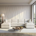 WJShome Cloud Couch Modular Sectional Sofa, 134" U Shaped Couch for Livingroom, Oversized Convertible Wide Seater with 2 Ottomans Living Room Set, Covers Washable&Replaceable,Beige
