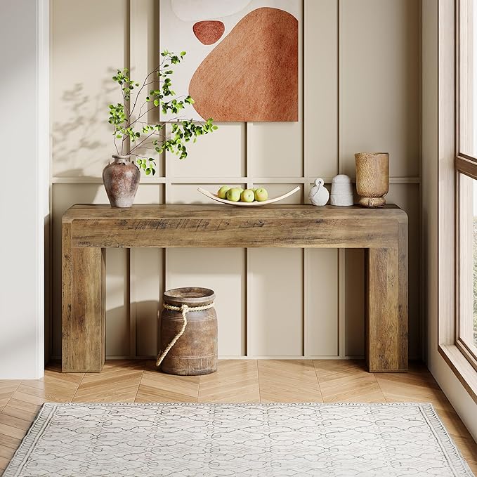 Tribesigns 70.9-Inch Extra Long Console Table, Rustic Wooden Sofa Table Behind Couch, Farmhouse Entryway Console for Living Room, Entryway, Hallway, Foyer (Brown)