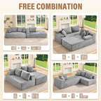 Hobestluk Modular Sectional Couch Sofa, 108" Boneless Couches for Living Room, Memory Foam Sectional Couch with Oversized Chaise,L-Shape Couches (Grey, Right Facing)