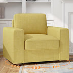 Swivel Accent Sofa Chair Set of 4, Modern Comfy Oversized Upholstered Cushion Back Armchair in Linen 1pcs for Living Room, Bedroom, Reading Room(Yellow)
