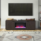 Henn&Hart Rectangular TV Stand with 26" Crystal Fireplace for TV's up to 78" in Alder Brown, for Home, Living Room, Bedroom, Entertainment Room, Office