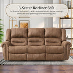 CANMOV Manual Reclining Sofa Set, Faux Leather Manual Recliner Sofa and Recliner Chair with Overstuffed Armrest for Living Room,Bedroom Furniture,Office,Nut Brown