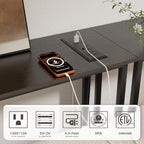 Narrow Console Table with Led Light and Charging Station，29.5" Small Entryway Table，Display Table，Entryway Hallway Thin Sofa Table Behind Sofa, Small Spaces, Living Room, Black
