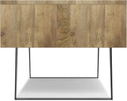 SIMPLIHOME Lowry Solid Mango Wood and Metal 48 inch Wide Rectangle Modern Industrial Coffee Table in Natural for The Living Room and Family Room
