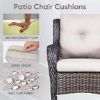 Patio Chair Cushions 4 Packs - Outside High Back Thick Water-Resistant Cushion 22x24 with Zipper Cover for Outdoor Glider Rocking Chairs Loveseat Couch – Beige/Buckle