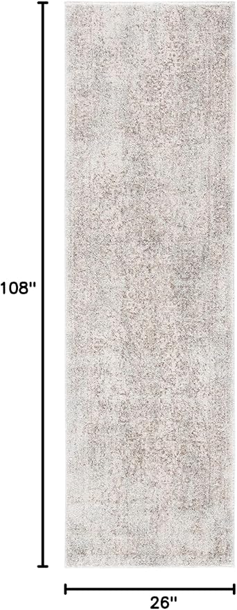 SAFAVIEH Evoke Collection Runner Rug - 2'2" x 9', Ivory & Taupe, Distressed Design, Non-Shedding & Easy to Clean, Ideal for Foyer, Bedroom, Kitchen, Hallway (EVK256E)