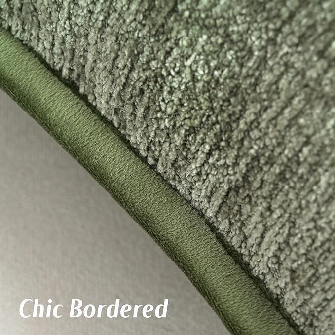 FUTEI Sage Green Chenille Throw Pillow Covers 22x22 Inch Set of 2,Soft Cozy Bound Edge Design Cushion Case,Home Decor for Couch Bed Living Room