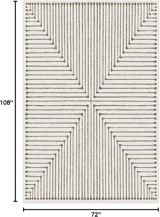 RUGGABLE x Jonathan Adler Machine Washable Modern Area Rug – Inkdrop Camel & Ivory 6x9, Stain-Resistant, Non-Slip – Medium Rugs for Living Room, Bedroom, Hallway, Entryway & Office–with Standard Pad